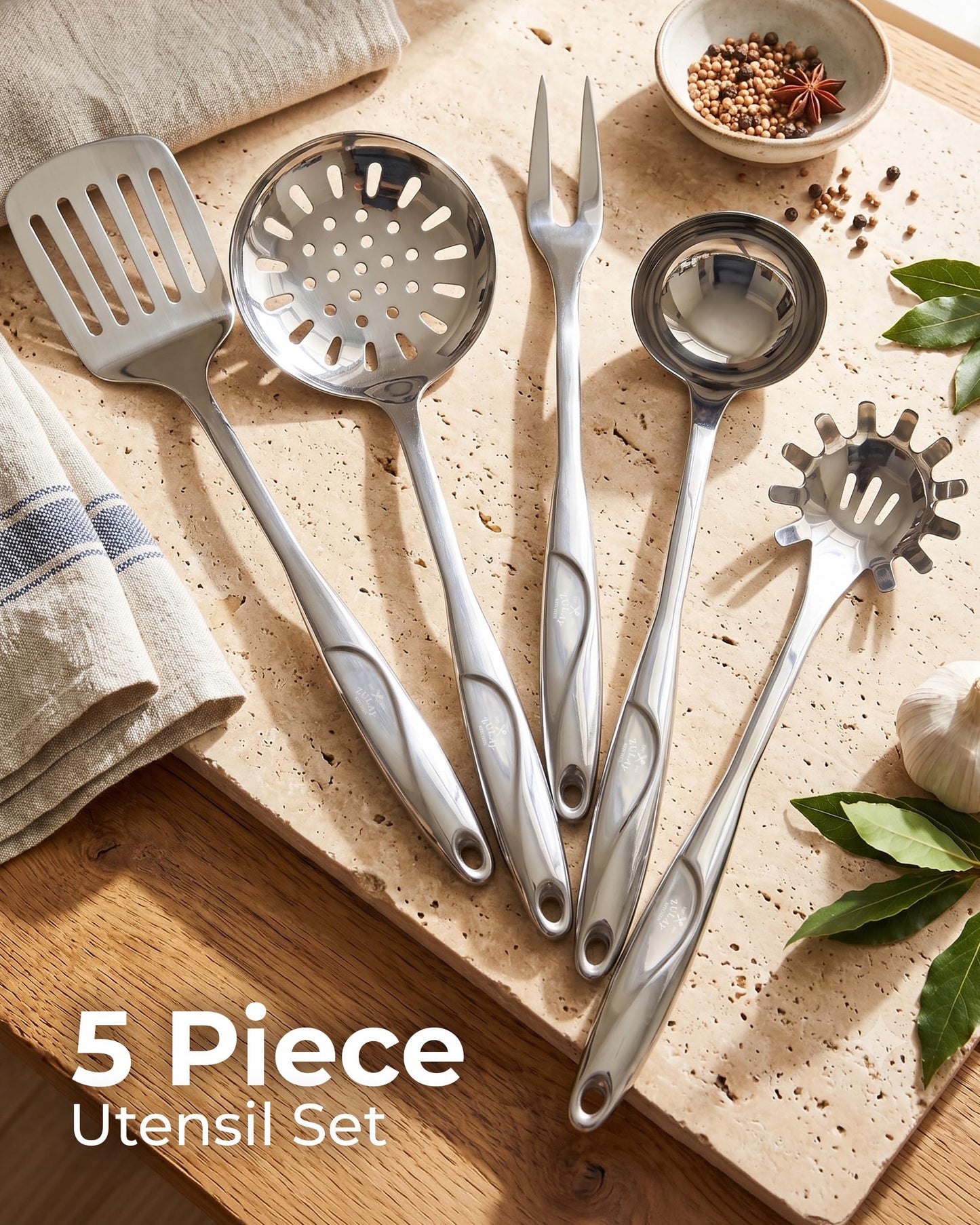 Stainless Steel 5 Piece Cooking Utensil Set (5 Piece Set)