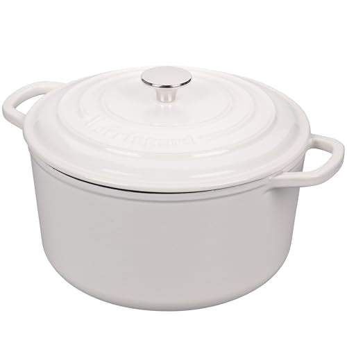 Enameled Cast Iron Dutch Oven Pot with Lid (4.5 QT / White)