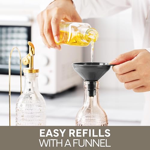 Glass Olive Oil Bottle Dispenser (Champagne Bubbles / Brown)