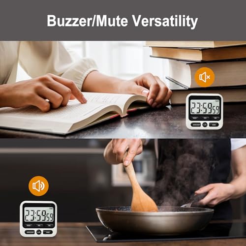2Pack Digital Kitchen Timer 24 Hour with Clock