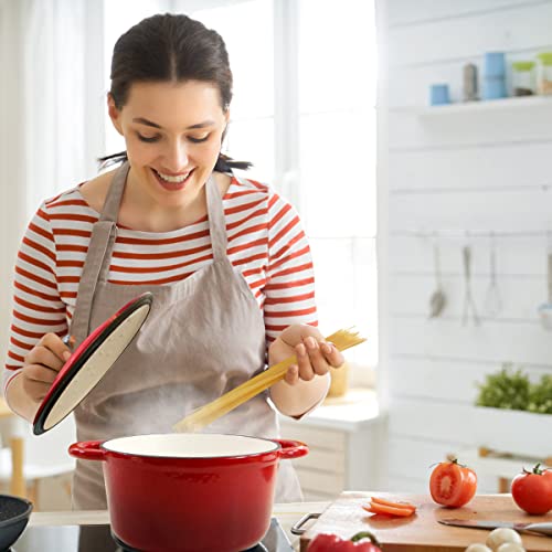 5 QT Enameled Cast Iron Dutch Oven with Lid for Stews and Roasts (Red / 5QT)