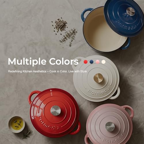 5.5QT Enameled Cast Iron Dutch Oven for Sourdough Bread Baking (Red / 5.5QT)