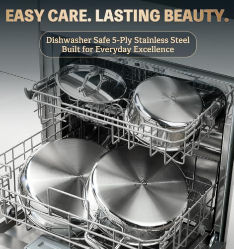 5 Ply Stainless Steel Cookware Set 21 Piece (Class Silver / 21 Pcs)
