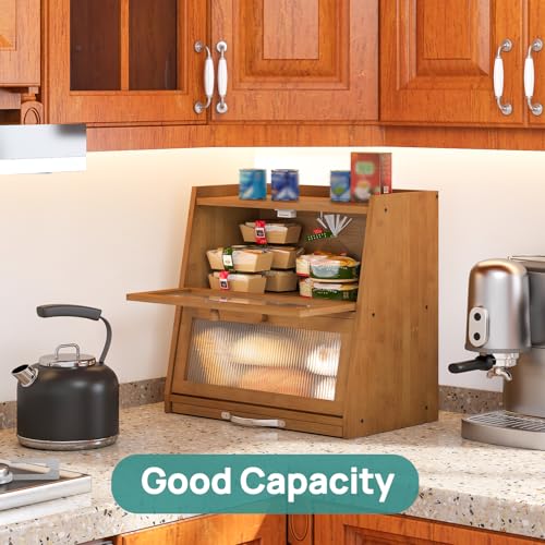 Bread Box for Kitchen Counter With Cutting Board (Coffee With Cutting Board)