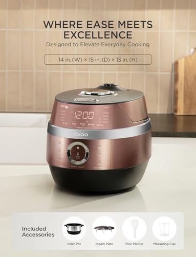 CRP-JHR0609F | 6-Cup (Uncooked) Induction Heating Pressure Rice Cooker | 13 Menu Options, Auto-Clean, Voice Guide, Made in Korea | Copper