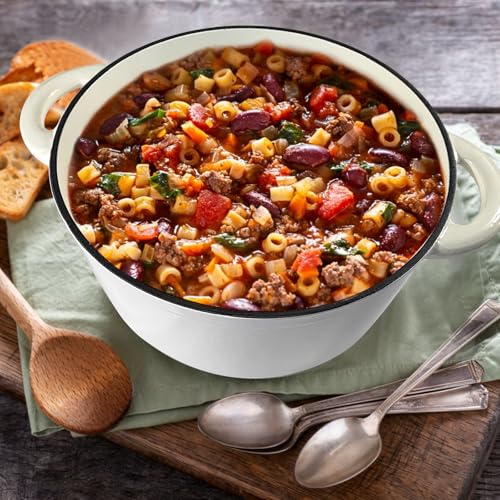 5 QT Enameled Cast Iron Dutch Oven with Lid for Stews and Roasts (White / 5QT)