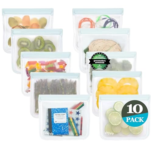 re) zip Flat Reusable Lunch Bags | BPA-Free, Food Grade, Leakproof, Freezer and Dishwasher Safe | Multi-Pack