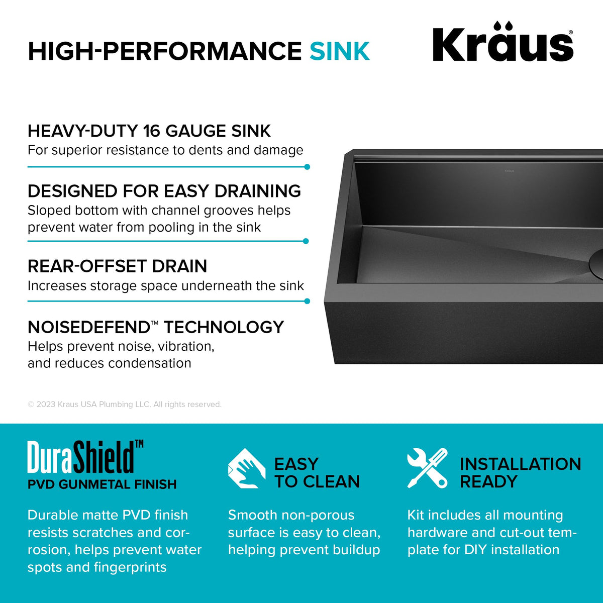Kore Workstation 33 (33 Inch / Flat Farmhouse / Gunmetal Black)