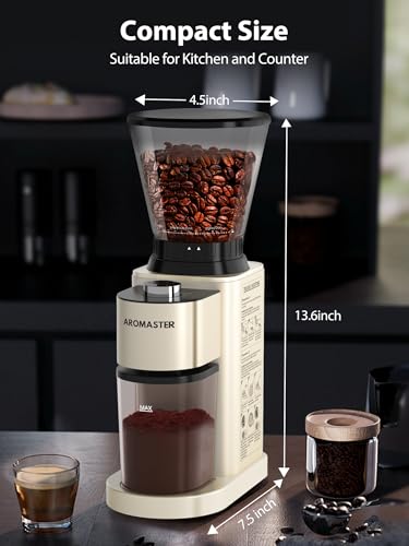 Aromaster Conical Burr Coffee Grinder (Beige)