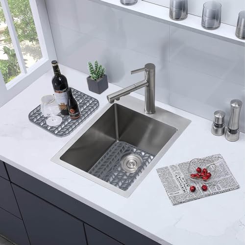 Sink Protectors for Kitchen Sink 13.58"x11.5"Silicone Kitchen Sink mat 2pcs (13.58"x11.6" x2 / Gray)