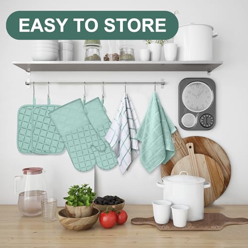 Oven Mitts Pot Holders Sets (Mint Green)