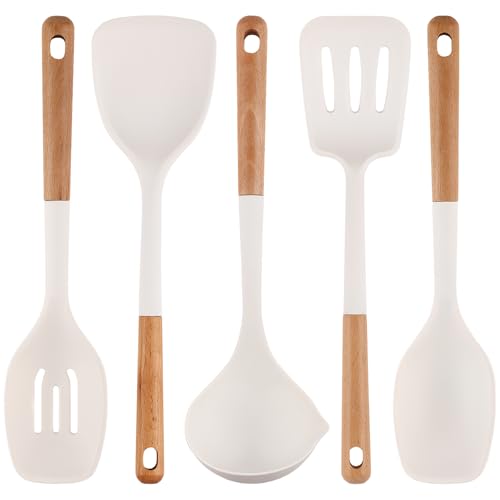 Silicone Cooking Utensils Set 5 Pcs Large Non (Large 5-Piece Set / White)