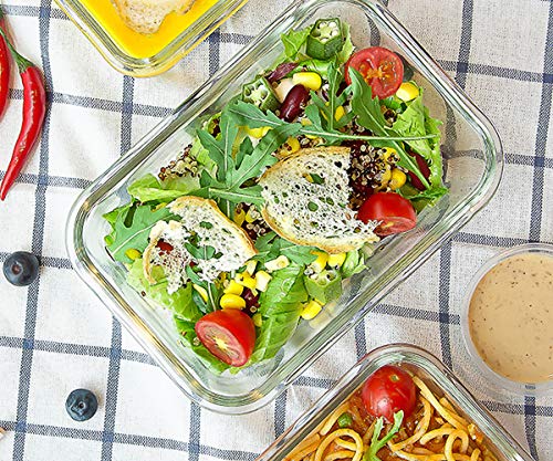 8 Pack 30 oz Glass Food Storage Containers with Lids (Green)