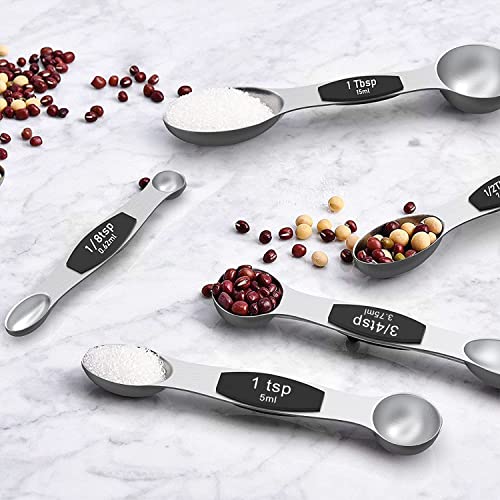 Stainless Steel Measuring Cups and Spoons Set of 16 (Black)