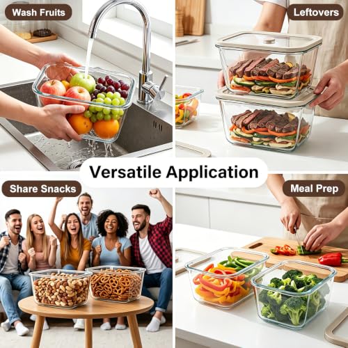 2 Pack 82oz Large Glass Food Storage Containers with Lids