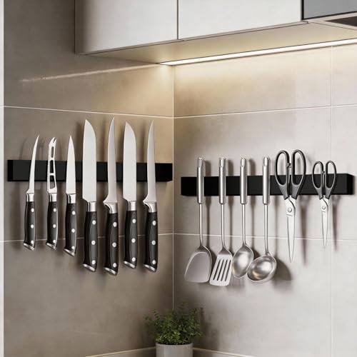 2 Pack 16 Inch Magnetic Knife Strips (16 Inch / Black 2 Pack)