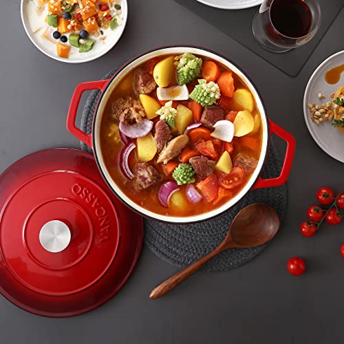 7.5 Qt Round Enameled Cast Iron Dutch Oven with Lid (7.5 Qt-round / Red)