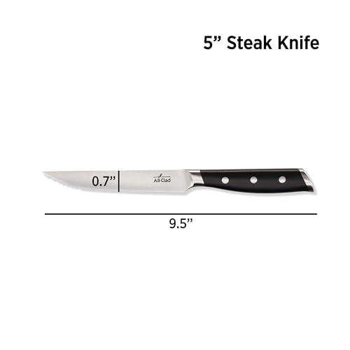 Forged German Stainless Steel Steak Knife Set (Silver/Black / 4-Piece Knife Set)
