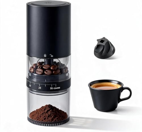 Portable Electric Ceramic Burr Coffee Grinder (Matte Black)