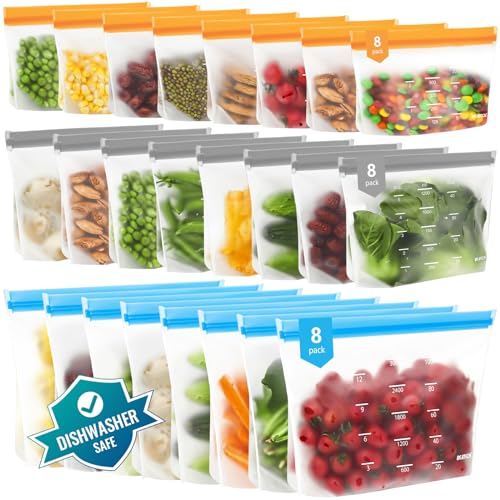 Dishwasher Safe Reusable Storage Bags Stand Up