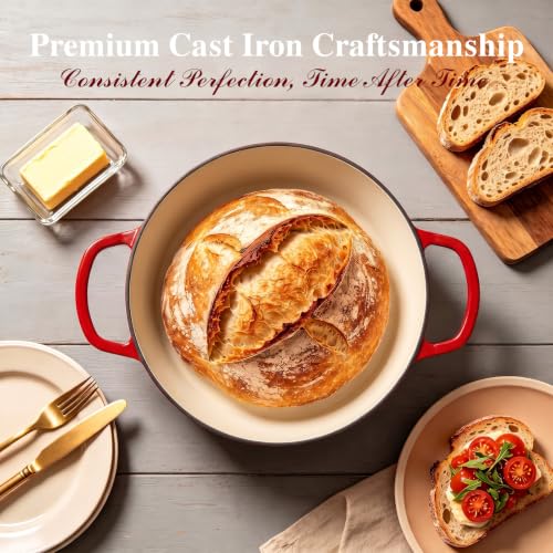6QT Enameled Dutch Oven for Sourdough Starter Kit (Red)