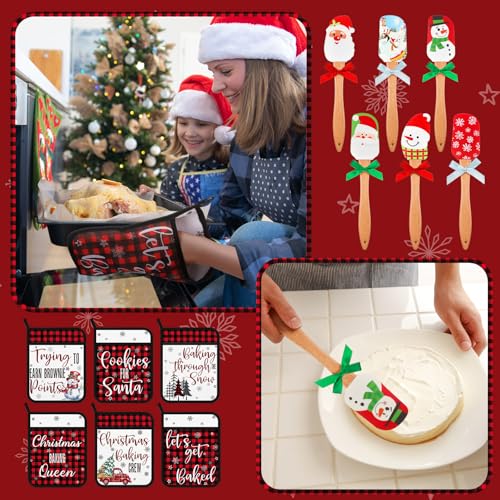 18 Pcs Christmas Snowman Baking Pot Holders with Silicone Spatulas (Snowman)