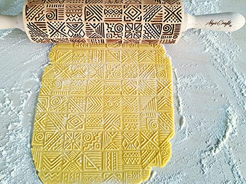 Embossing Rolling Pin Laser engraved rolling pin Gift for pottery and cookies by Algis Crafts