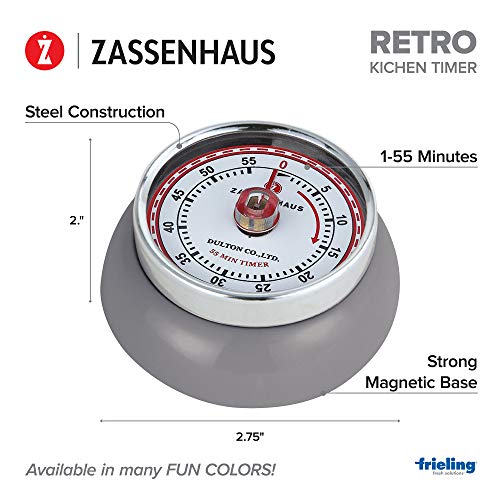 Magnetic Retro 60 Minute Kitchen Timer (Cool Gray / 2.75 inch)