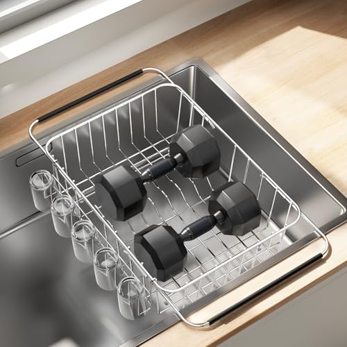 Dish Drying Rack in Sink (Medium With Cup Holder - 14.96×11.02×5.35 Inches)