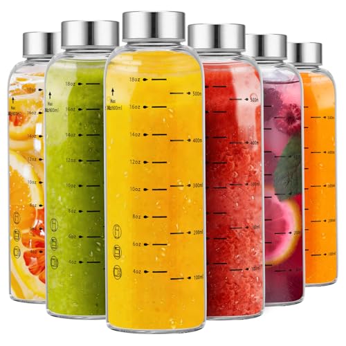 Glass Juice Bottles Wide Mouth Glass Water Bottles with Lids