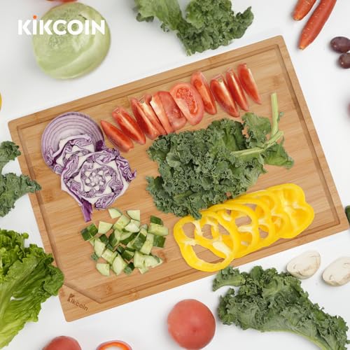 17"×11" Bamboo Cutting Boards for Kitchen (Natural / 17"L x 11"W)