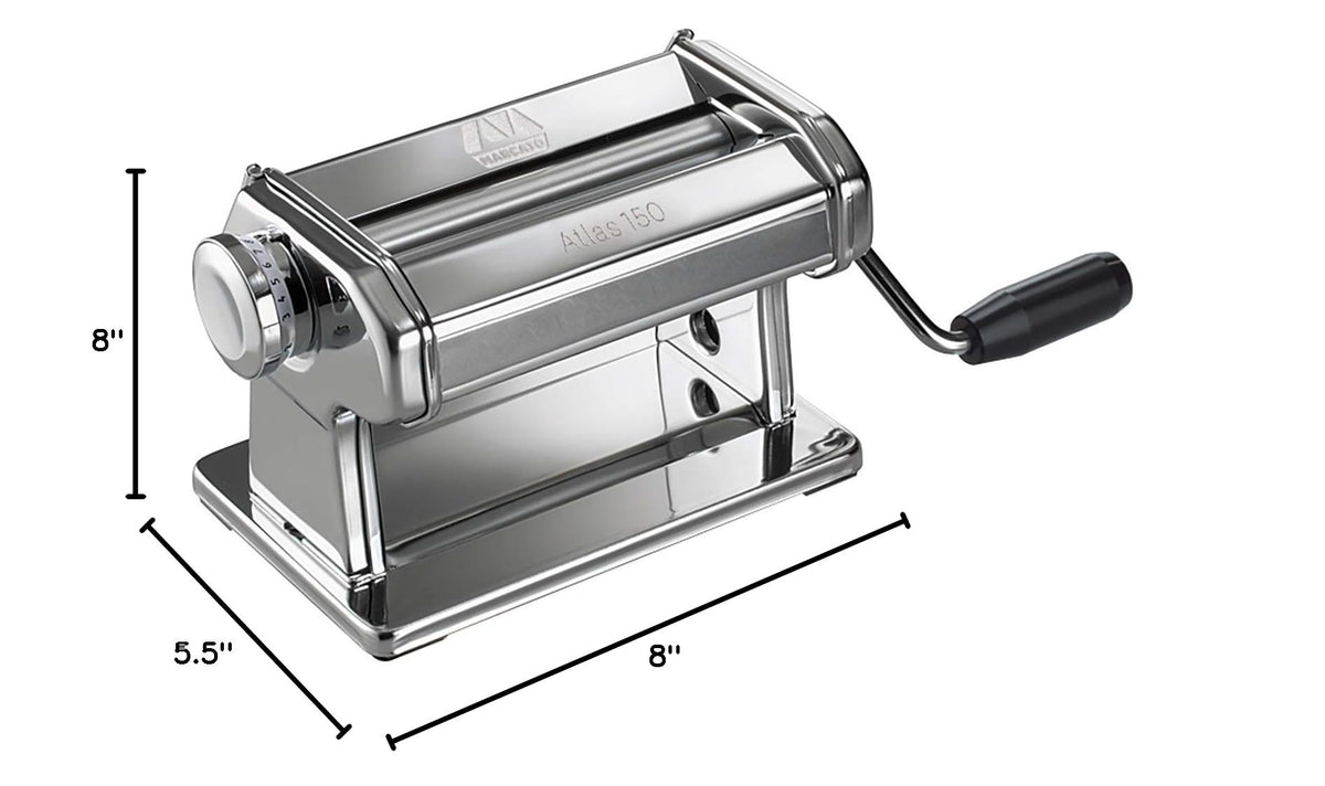 Made in Italy Atlas 150 Roller Manual Pasta Machine (150 mm Roller / 150 Pasta Roller, 150mm)