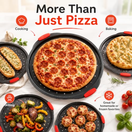 Pizza Tray Round with Silicone Handles