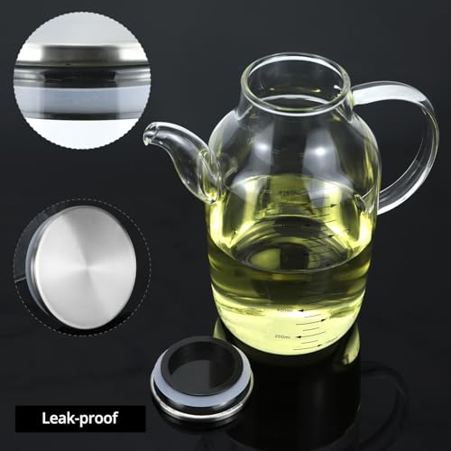 1200ML 40Oz Large Glass Cooking Oil Bottle with Stainless Steel Lid