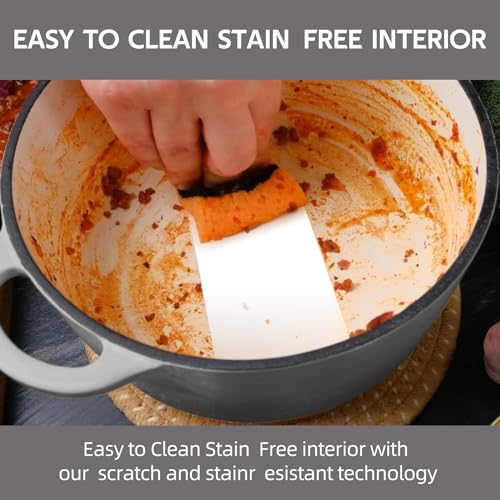 3 Quart Dutch Oven Enameled Cast Iron with Lid (Light Gray / 3 QT)