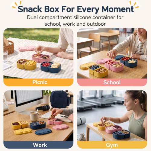 8 oz Reusable Silicone Snack Containers with Lids