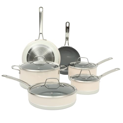 Kitchen Essentials PFA Free Titanium Ceramic Nonstick Interior Forged Aluminum Cookware Pots and Pans Sets