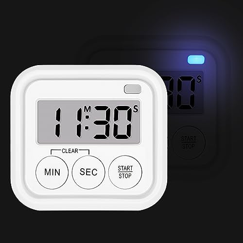 Timer Kitchen Timers for Cooking Classroom Timer for Kids Teachers Digital Magnetic Timers 2 Pack (White)