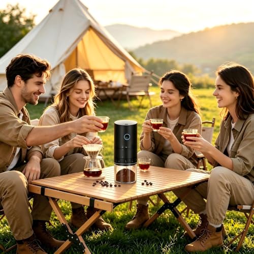 Portable Electric Burr Coffee Grinder with 38 Adjustable Grind Settings (Black)