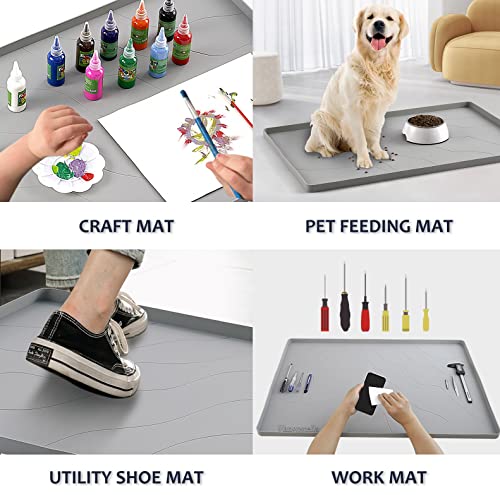 Heavy Duty Silicone Under Sink Mats for Kitchen Waterproof 31" x 22" (Gray / 31'' x 22'' x 1'')