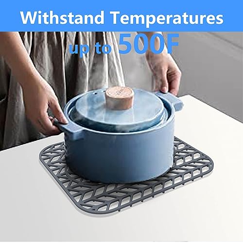 Sink Protectors for Kitchen Sink 13.58"x11.5"Silicone Kitchen Sink mat 2pcs (13.58"x11.6" / Gray)