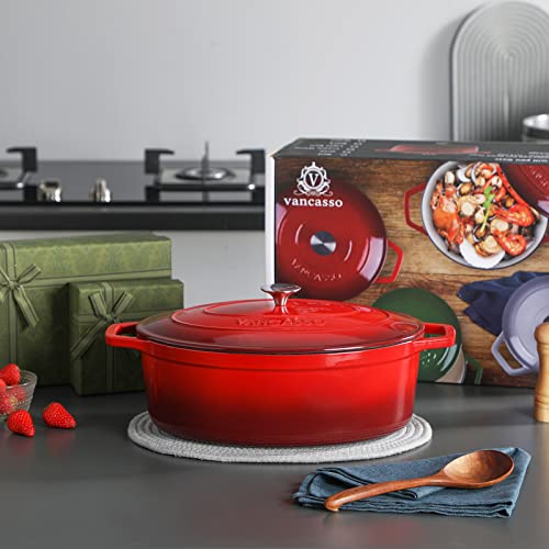 9.3 Qt Oval Enameled Cast Iron Dutch Oven with Lid (9.3 Qt-oval / Red)