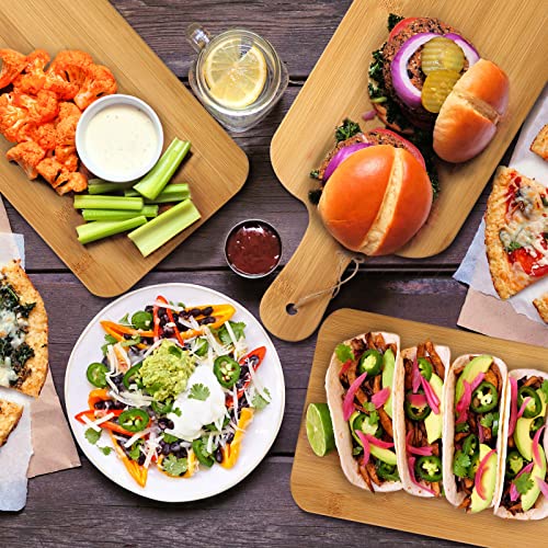 12 Packs Wooden Cutting Board Set with Handles 15 x 7 Inch Large Kitchen Serving Plain Chopping Board Bulk Gifts for Mom for Vegetables Meat Pizza Cheese Fruit Bread (15 x 7 Inch)