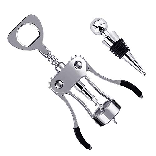 Premium Wing Corkscrew Wine Bottle Opener Luxury Waiter Corkscrew with Stopper Set for Wine Enthusiast