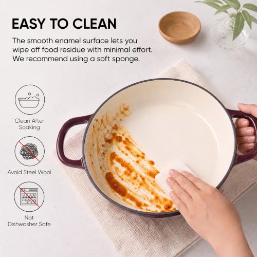 Dutch Oven Enameled Cast Iron with Lid (Fig / 3 QT(Shallow Pot))
