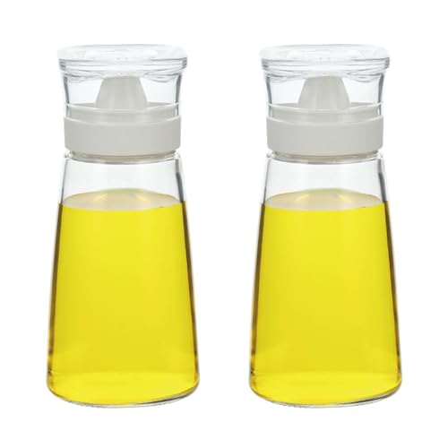 Glass Olive Oil and Vinegar Dispenser Bottles Set for Kitchen Cooking with Silicone Dual Pouring Spout