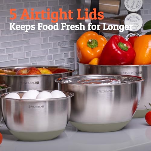 Premium Mixing Bowls With Lids Set (Khaki)