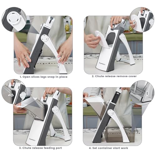 Safer Mandoline Slicer for Kitchen (GrayWhite)