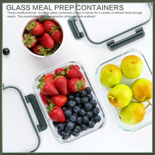10 Packs 30 oz Glass Meal Prep Containers with Lids (Gray)