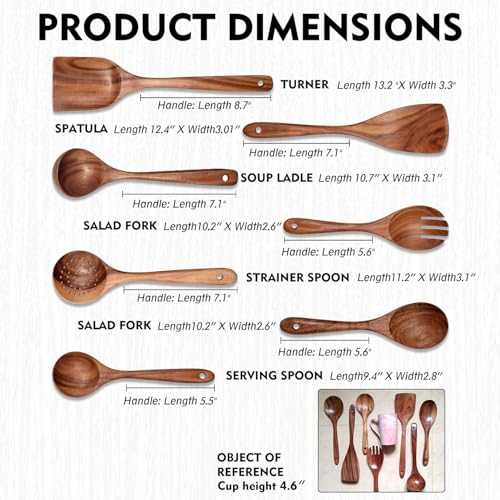 Wooden Non Stick Kitchen Pan Toolset 7 Pieces Set